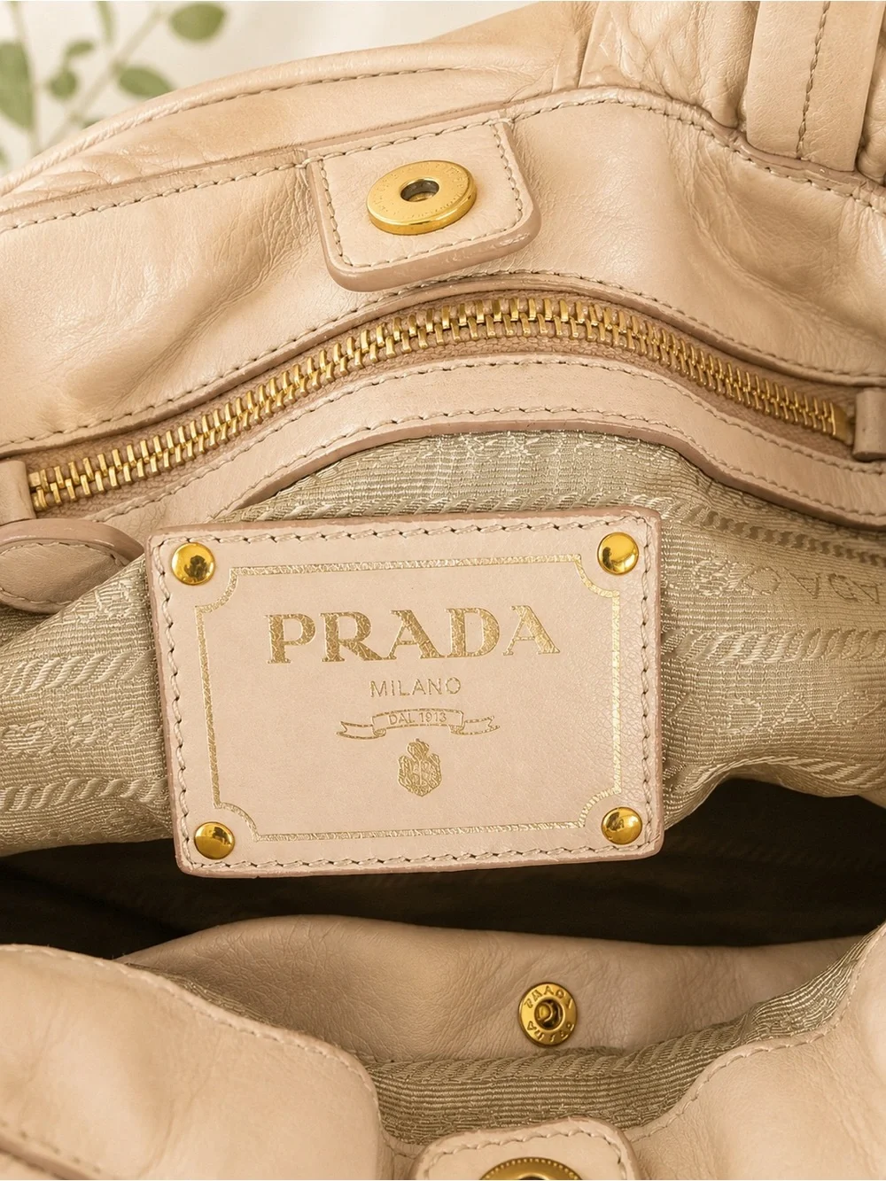 Prada Fiocco Bow Tote Cipria Nappa Leather Rare Archive Bag + Chain - Picture 7 of 16